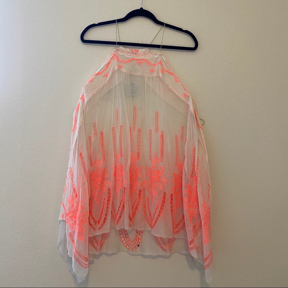 Rare Free People Pink Embroidered Top